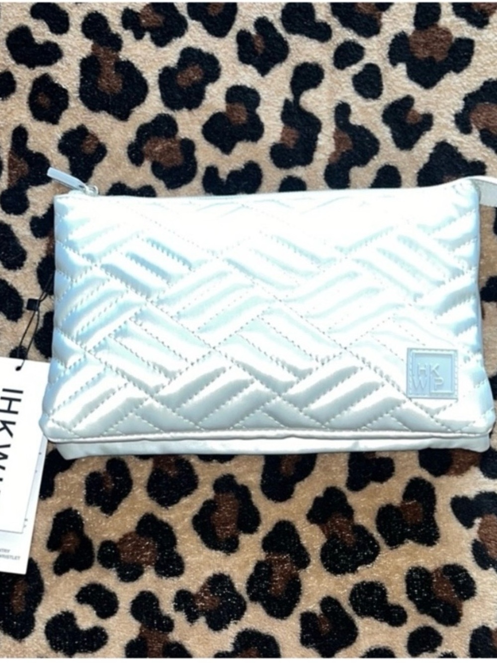 MKWIP Quilted Metallic Silver Cosmetic Pouch